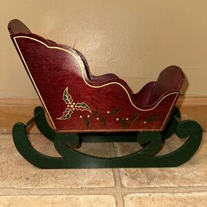 Vintage hand-painted wooden Christmas sleigh